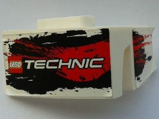 Lego Technic, Panel Car Mudguard Right with LEGO TECHNIC Logo and Black and Red Stains Pattern (Stickers) - Set 8262