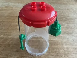 Duplo Cart Lid Hexagonal with 2 x 2 Studs, Trans-Clear Cylinder and Green Weight on String