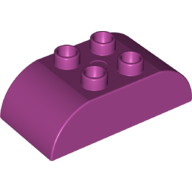 Lego Duplo Brick 2 x 4 Curved Top with Disney Planes Fuel Logo Printed on Both Curved Ends / Magenta