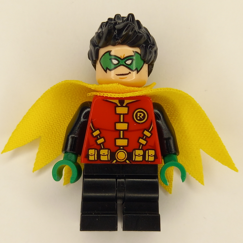 Lego Robin, Green Eyemask, Yellow Utility Belt, Short Black Legs, Yellow Cape