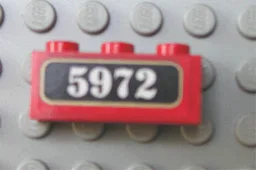 Brick 1 x 3 with White '5972' on Black Background Pattern (Sticker) - Sets 4708 / 4758