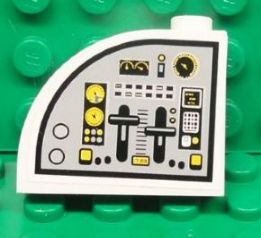 Lego Slope, Curved 3 x 1 x 2 with Hollow Stud with Flight Controls Pattern Model Left Side (Sticker) - Set 7723