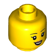Lego Minifig Head, Open Mouth Smile, Peach Lips / Yellow