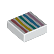 Lego Tile 1 x 1 with Rainbow print / White