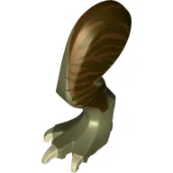 Animal Body Part, Dinosaur, Tyrannosaurus Rex Leg, Left, with Pin, Tan Claws and Dark Brown Stripes on Reddish Brown Print / Olive Green