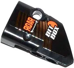 Technic, Panel Fairing # 1 Small Smooth Short, Side A with 'ROAR EXHAUSTS', 'BIT BOX' and Chrome Silver Stripes Pattern (Sticker) - Set 42026
