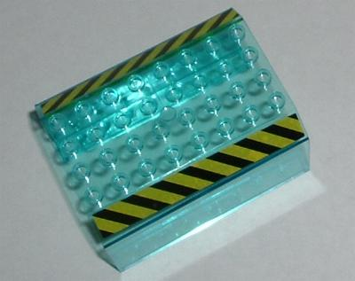 Lego Aircraft Fuselage Middle Angular Top 6 x 8 x 4 with Black and Yellow Danger Stripes Pattern on Both Sides (Stickers) - Set 7775