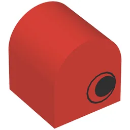 Duplo Brick 2 x 2 x 2 Curved Top with Eye Print on Two Sides / Red