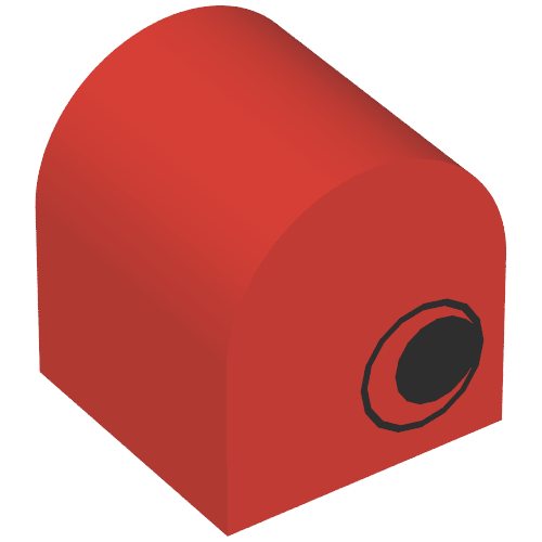 Lego Duplo Brick 2 x 2 x 2 Curved Top with Eye Print on Two Sides / Red