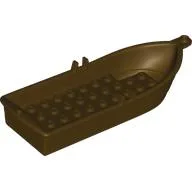 Boat / Rowing Boat 14 x 5 x 2 with Oarlocks [No Hollow Inside Studs] / Dark Brown
