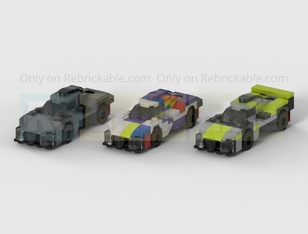 Lego Pack Of 3 Peugeot 9X8 Hypercar Racing Cars - Half Speed Champions Scale