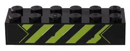 Brick 2 x 6 with Lime Danger Stripes Pattern (Sticker) - Set 80022
