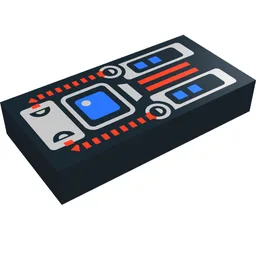 Tile 1 x 2 with Blue Screen, Red and Silver Panel Print