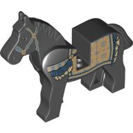 Lego Animal, Horse, Movable Head, Persian Blanket Print / Black