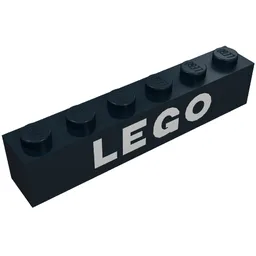 Brick 1 x 6 with 'LEGO' White Print / Black