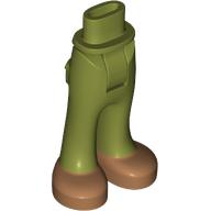 Lego Minidoll Hips and Trousers with Back Pockets with Nougat Shoes print [Thick Hinge] / Olive Green