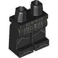 Lego Hips and Black Legs with Silver Coat End, Toes print / Black