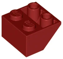 Brick Sloped Inverted 45° 2 x 2 [Ovoid Bottom Pin, Bar-sized Stud Holes] / Dark Red