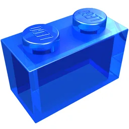 Brick 1 x 2 without Bottom Tube / Trans-Dark Blue
