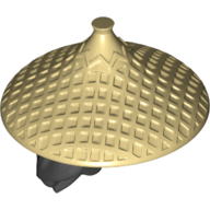 Lego Hair and Hat, Asian Conical Hat Tan with Hair Pattern / Black