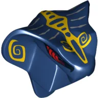 Minifig Head Special, Snake with Fangs, Red Eyes and Yellow Scales Print / Dark Blue