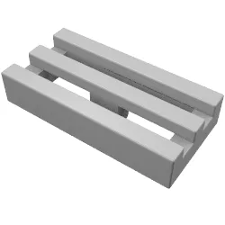 Tile Special 1 x 2 Grille with Bottom Groove / Flat Silver