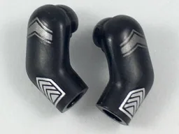 Arm, (Matching Left and Right) Pair with Flat Silver Chevron and Silver Cuff Pattern / Black