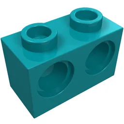 Technic Brick 1 x 2 [2 Pin Holes] / Dark Turquoise
