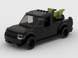 Black pick up with dirt bike