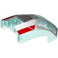 Lego Windscreen 6 x 10 x 4 Curved with White, Red, and Light Bluish Grey Cockpit print