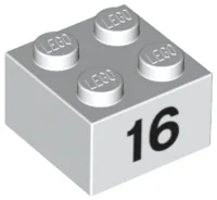 Brick 2 x 2 with Black "16" Print