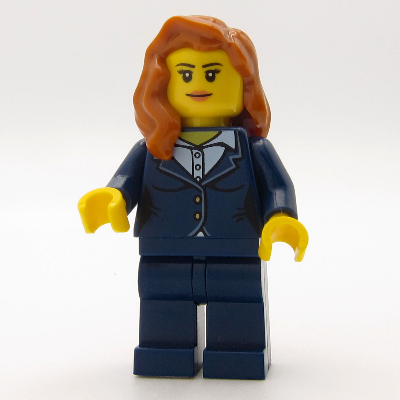 Lego Woman, Dark Blue Suit, Dark Orange Hair