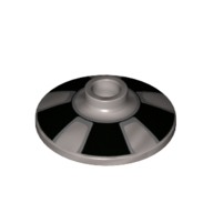 Lego Dish 2 x 2 Inverted [Radar] with Black Stripes/Spokes print / Metallic Silver