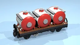4-Wheel Flatbed Wagon (SNOT, brown, 8 studs wide) with Tanks