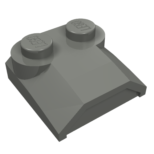 Lego Brick Curved 2 x 2 x 2/3 Two Studs and Lip End / Dark Bluish Gray