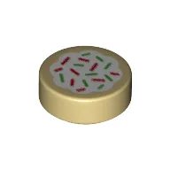 Tile Round 1 x 1 with Christmas Cookie Print / Tan