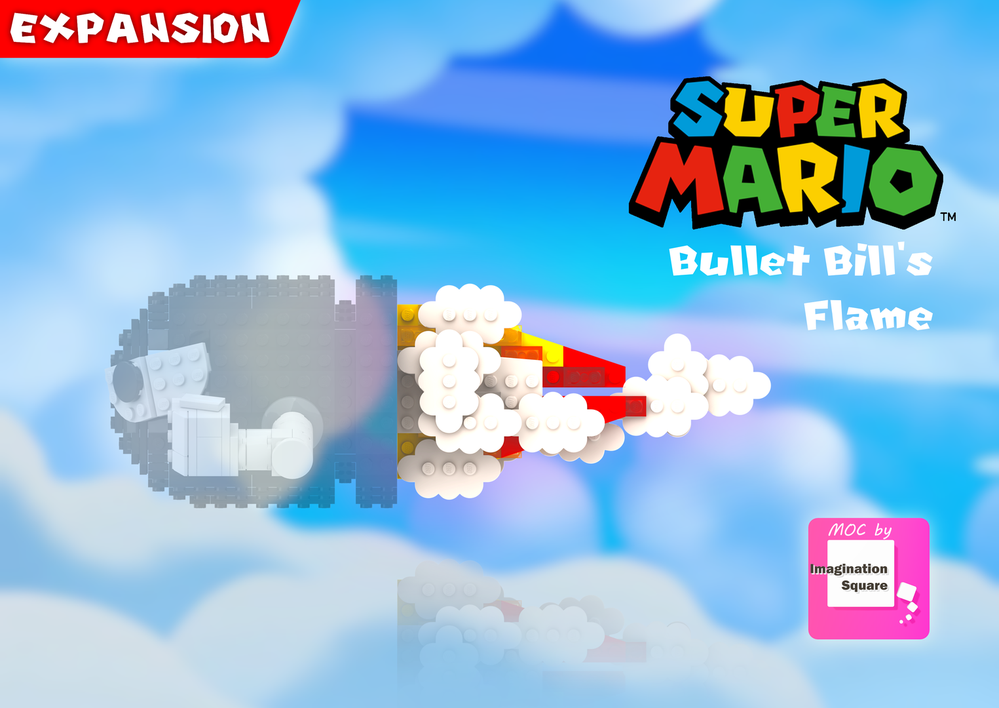Lego Flame Add-On for Bullet Bill MOC - Display Figure EXTENSION - Super Mario Bros.