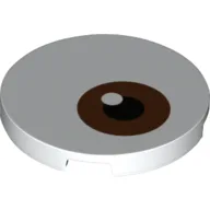Tile Round 3 x 3 with Brown, White, Black Circles Print (Eye) / White