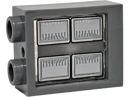 Window 1 x 2 x 2 Flat Front with Trans-Clear Glass with Silver and Dark Silver Headlights with Black Outlines Pattern (60592 / 60601pb052)