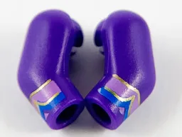Arm, (Matching Left and Right) Pair with Medium Lavender, Blue and Gold Cuffs Pattern / Dark Purple
