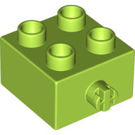 Lego Duplo Brick 2 x 2 Pin on Side / Lime