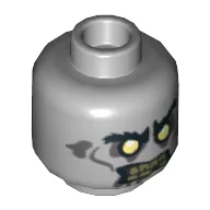 Minifig Head Zombie, White Eyes, Yellowed Teeth with One Missing Tooth Print [Hollow Stud] / Light Bluish Gray
