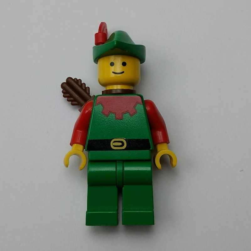 Lego Forestman Archer (Forestmen) - Red, Green Hat, Small Red Plume