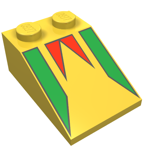Lego Brick Sloped 33° 3 x 2 with Freestyle Flag Print / Yellow