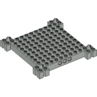 Brick Special 12 x 12 Base with 4 Corner Pegs, 1 x 10 Cutouts, Grooves / Light Gray