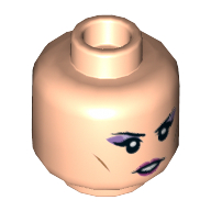 Lego Minifig Head Dana Barrett, Dual Sided, Purple Eyeliner, Red Lipstick / Possessed Print [Hollow Stud] / Light Nougat