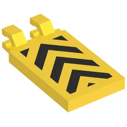 Tile Special 2 x 3 with Horizontal Clips with Yellow and Black Danger Chevron Print / Yellow