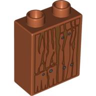 Lego Duplo Brick 1 x 2 x 2 with Wood Grain Print / Dark Orange