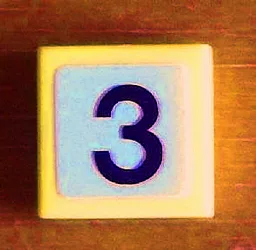 Tile 1 x 1 with Black Number 3 on White Background Pattern (Sticker) - Set 8679
