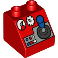 Duplo Brick 2 x 2 Slope 45° with Joystick and Controls Print / Red